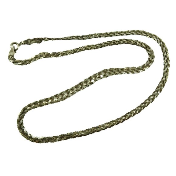 Flat Braid 925 Sterling Silver Necklace Choker Style 17in - Picture 3 of 7